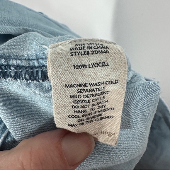 Soft Surroundings Blue Lyocell Chambray Pants Wide Straight Leg Small - Picture 6 of 7